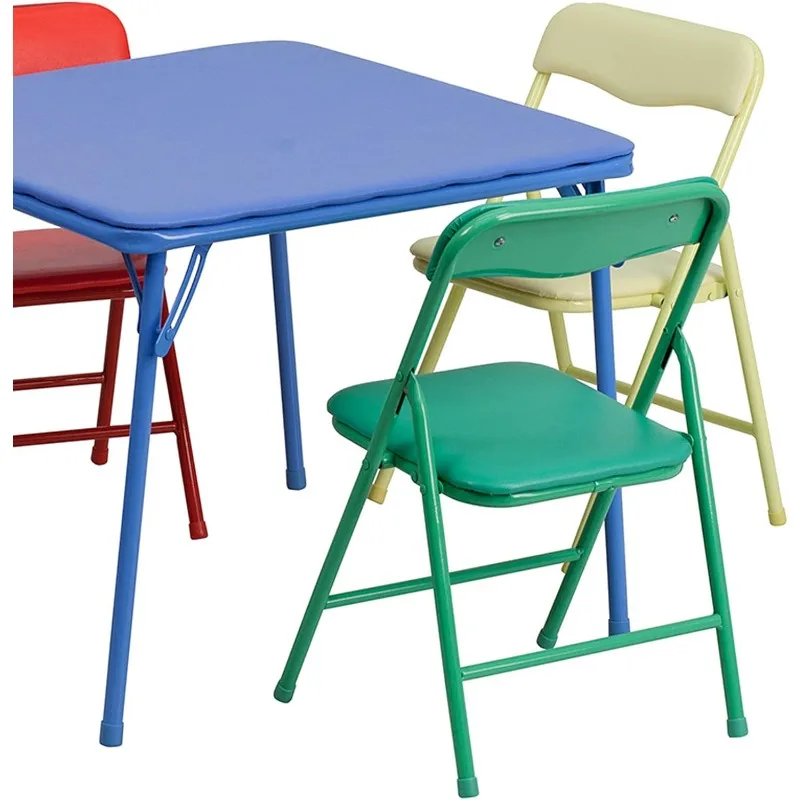 Mindy Kids 5-Piece set Folding Square Table and Chairs Set for Daycare and Classrooms,Children's Activity Table Chairs Set