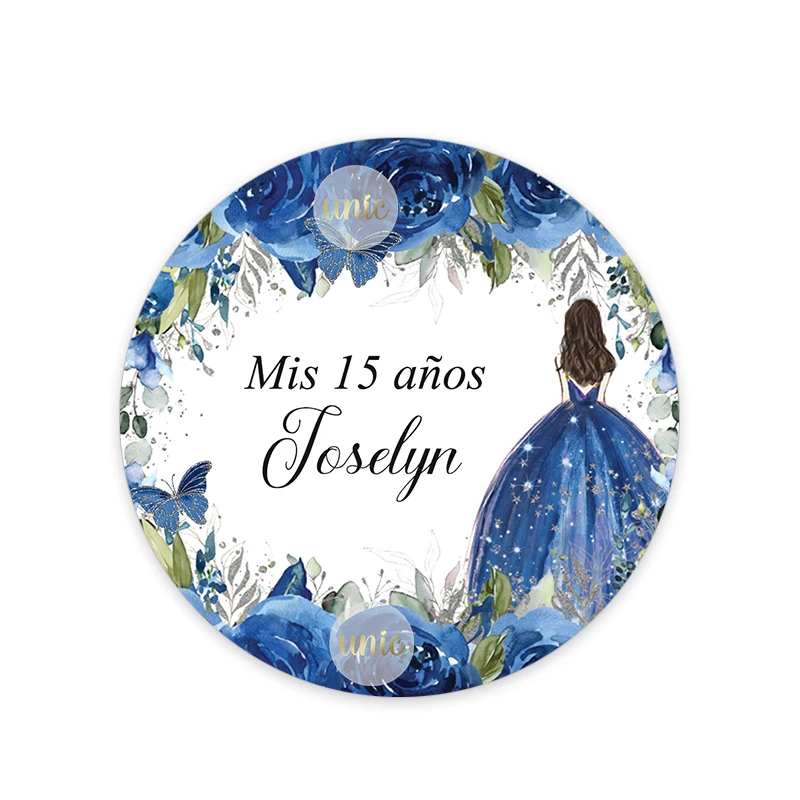 40 Count Quinceañera Stickers - 'Mis Quince' Spanish/English, 2 Inch Glossy, Sky Blue Design, Handmade In USA - View #10