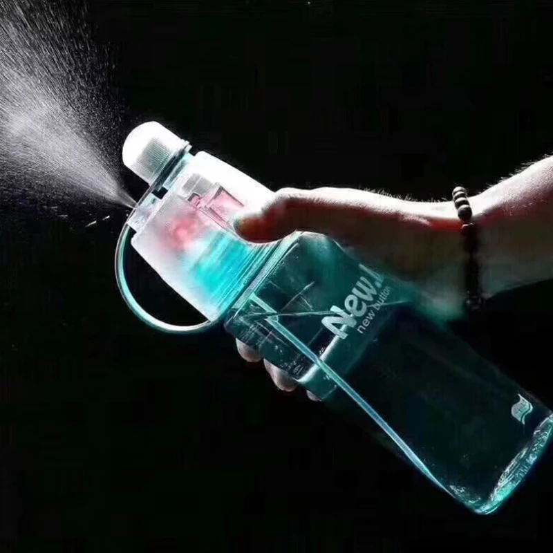 2 In 1 Sports Water Drinking Bottle Misting Spray