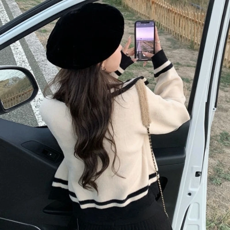 여성용 패널 가디건, 부드럽고 따뜻한 겉옷, 얼짱, 부드러운 패션, 소녀 올 매치, 하이 스트리트, 미학적 기본, 가을