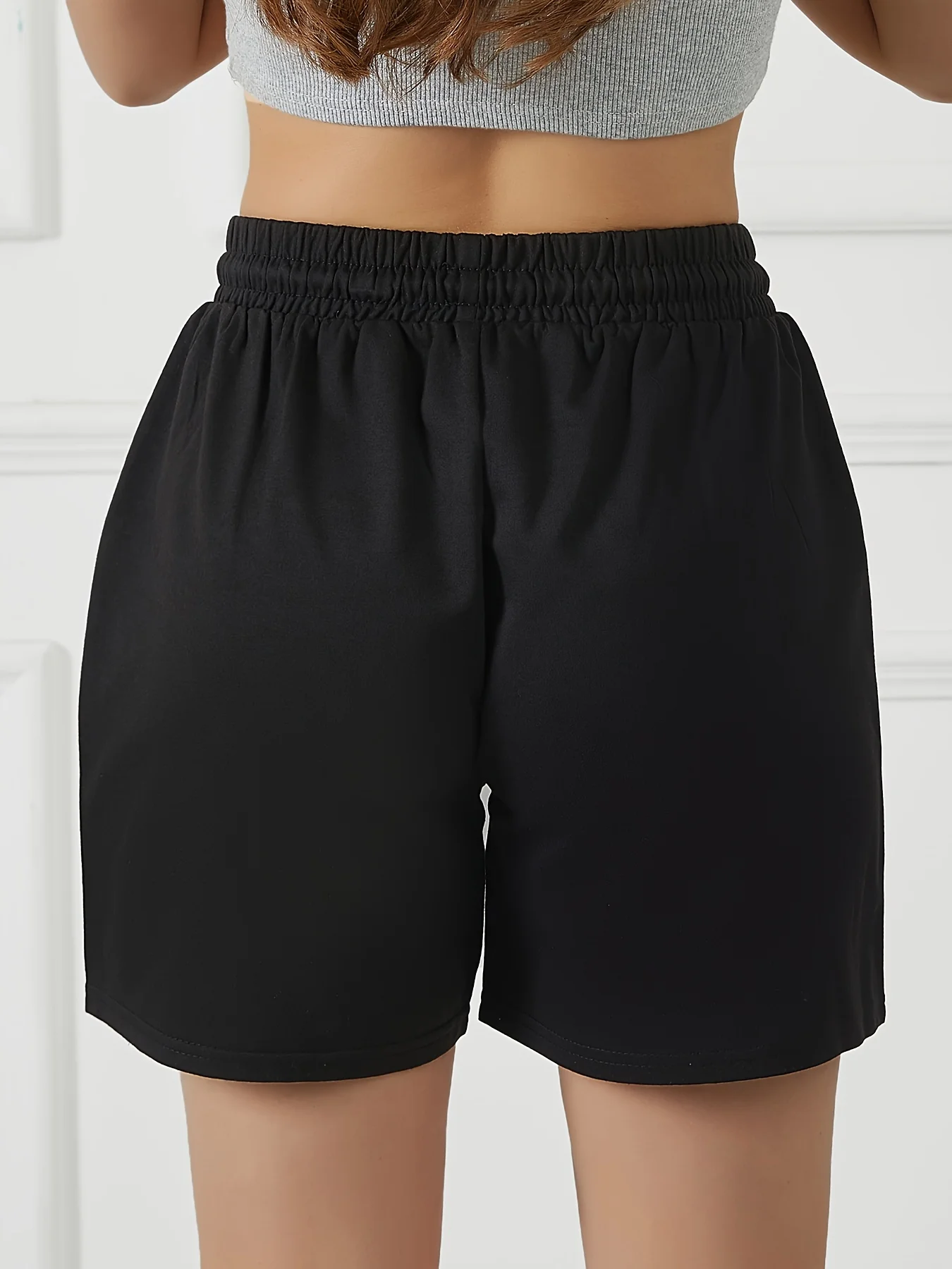Ladies' Front Pocket Waist Drawstring Sports Pants for Casual Running and Exercise, Pure Cotton Shorts 4