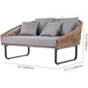 Rattan Patio Outdoor Daybed, Rattan Day Bed with Cushion Pillow & Aluminum Frame Sunbed Sofa Set Patio Loveseat 2