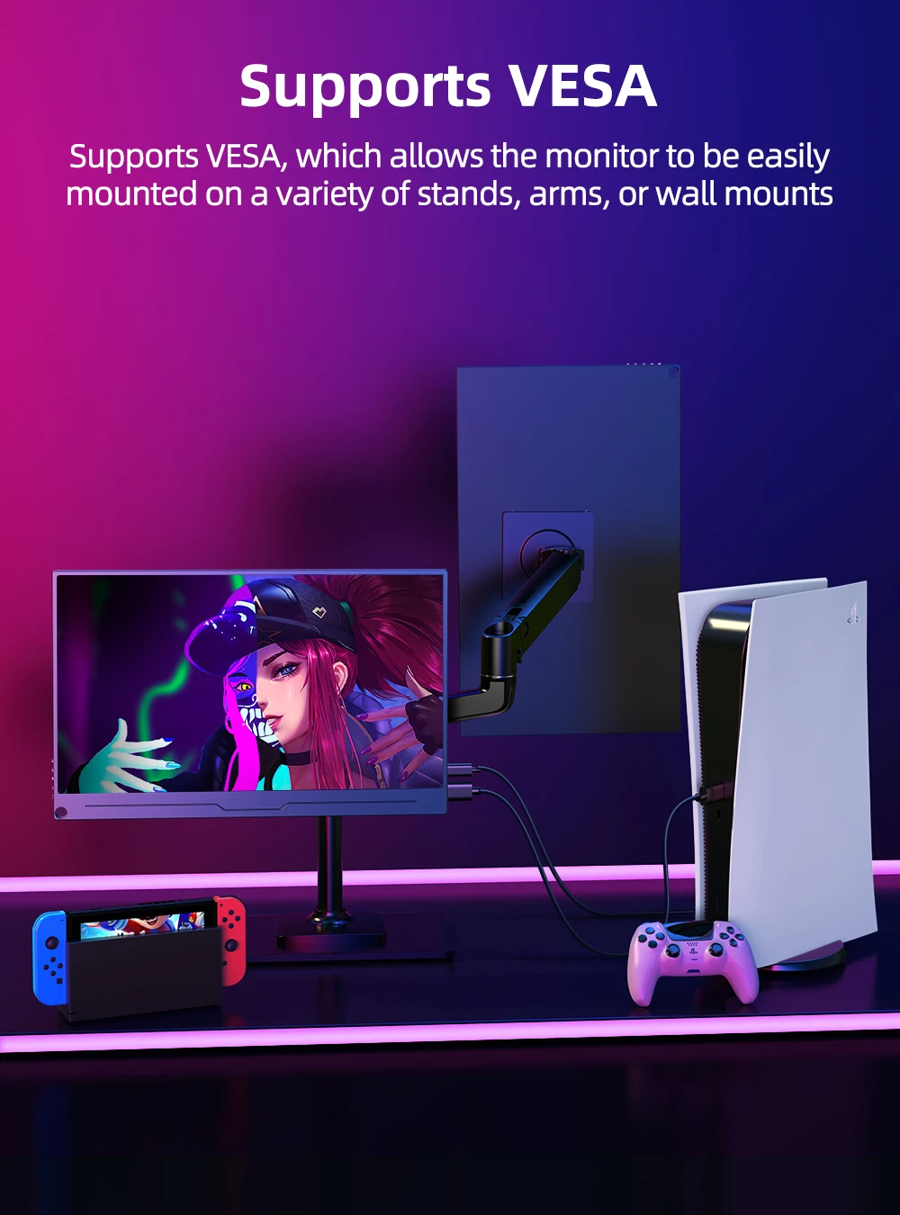 UPERFECT UPlays J2 120 Гц 2K портативный игровой монитор 16-дюймовый монитор для ноутбука 2560x1600 500 нит HDR FreeSync с VESA и умным чехлом Матовый IPS Eye Care Внешний второй экран для коммутатора Huawei Xiaomi (art.: 3920c1ef8d33e) - 3920c1ef8d33e