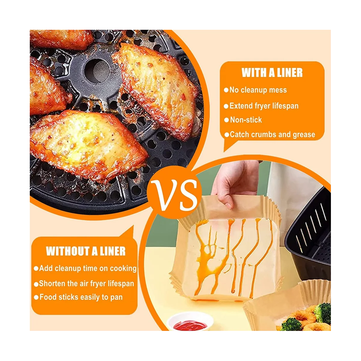 Air Fryer Liners 7.9 Inch Large Size Non Stick Paper Sheets