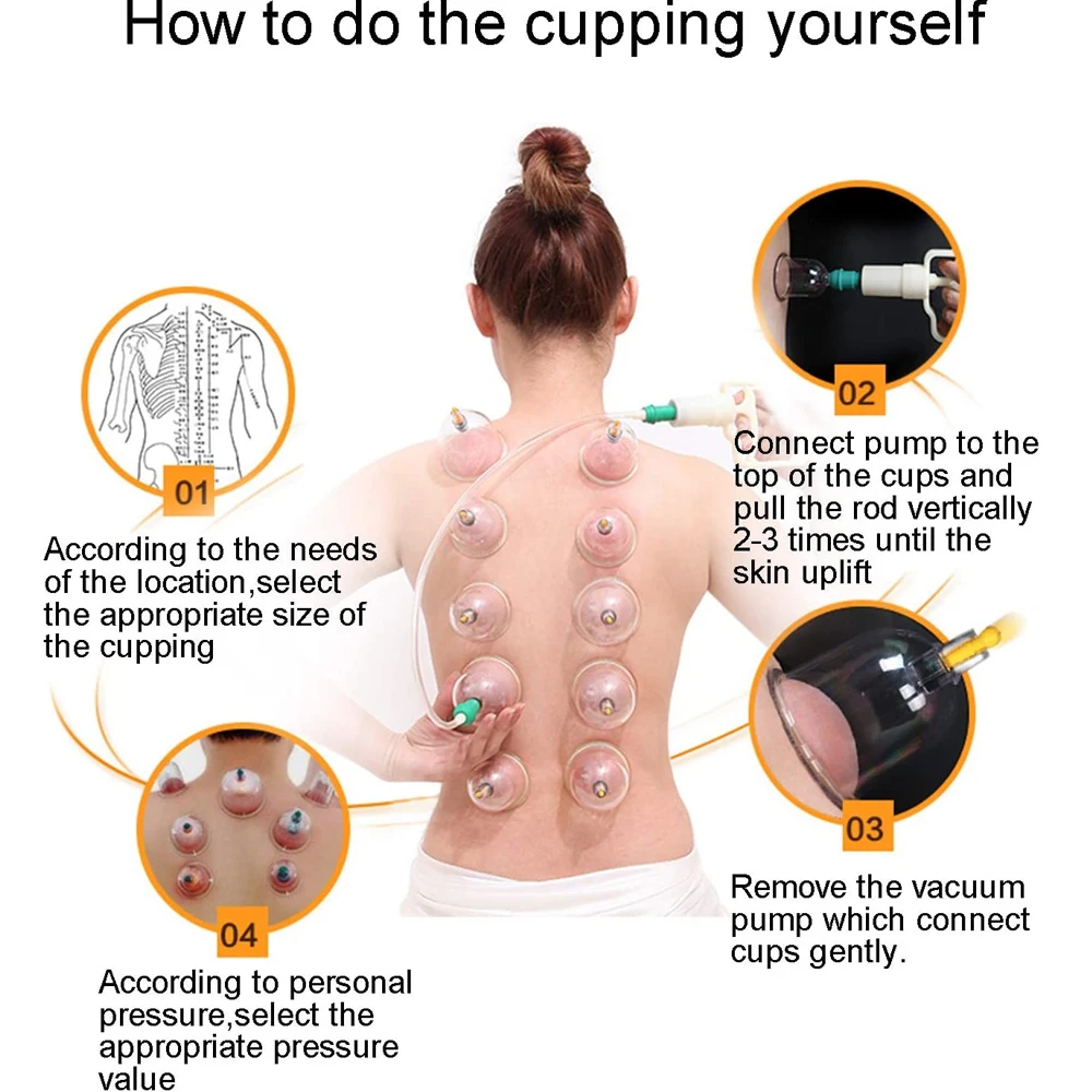 12/24 Cans Cups Chinese Vacuum Cupping Kit Pull Out Vacuum Apparatus Therapy Relax Massager Curve Suction Pumps 3