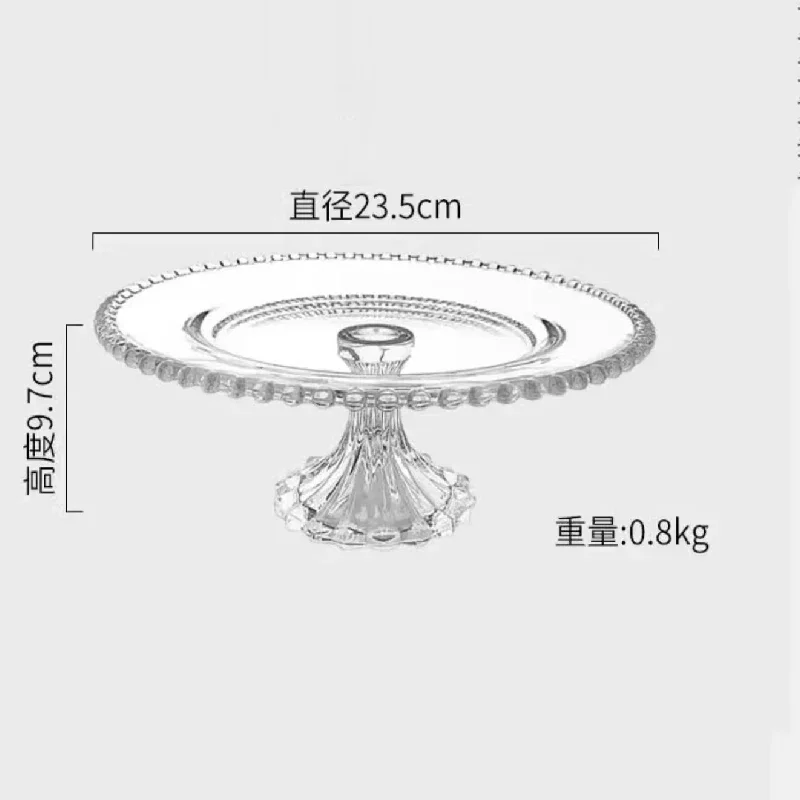Transparent Beaded Glass Plate Cake Fruit Decorative Plate Home Living Room Snacks Dessert Plate Simple Dessert Display Tray 6