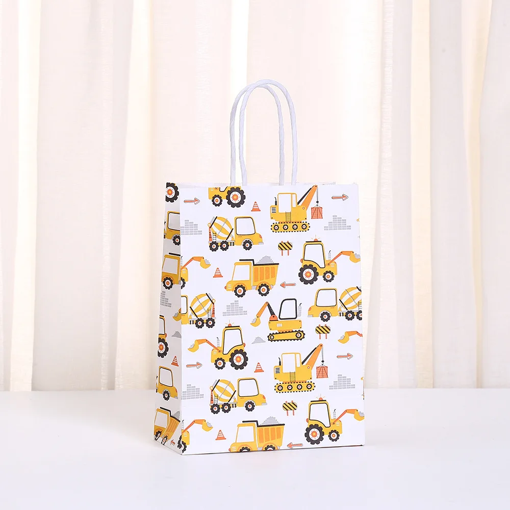 6-30 stücke Engineering Thema Cartoon Bagger Handheld Papier Tasche Candy Tasche Kleine Geschenk Tasche Kinder Geburtstag Baby Dusche partei Liefert – Detail 1