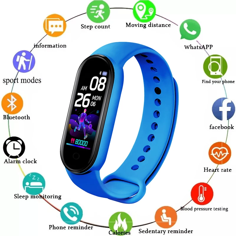 M5 Pro Smart Watch Uomo Donna Sport Fitness Watch Band Blood Pressure Heart Rate Health Monitor Bracciale Impermeabile Smart Band