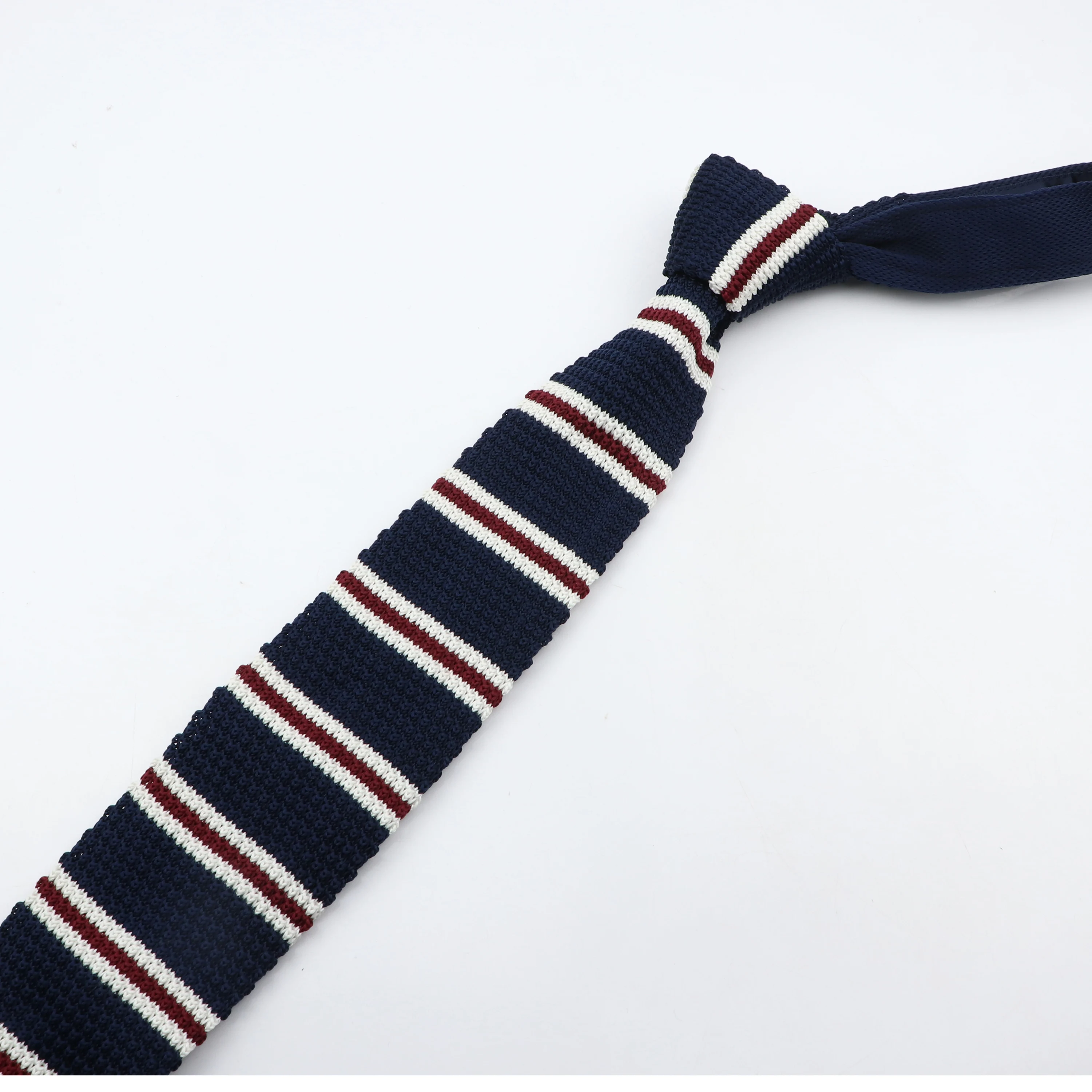 Men's Striped Knitted Tie Sharp Angle Pure Color Tie Classic Fashion Knitting Cravat 7CM neck tie