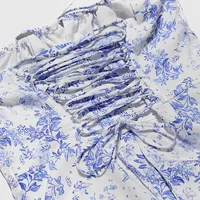Mingmingxi Floral Print Summer Holiday Dress Elegant Midi Spaghetti Strap Lace Up Dress A Line Casual Women Clothing 2024 - Image 6