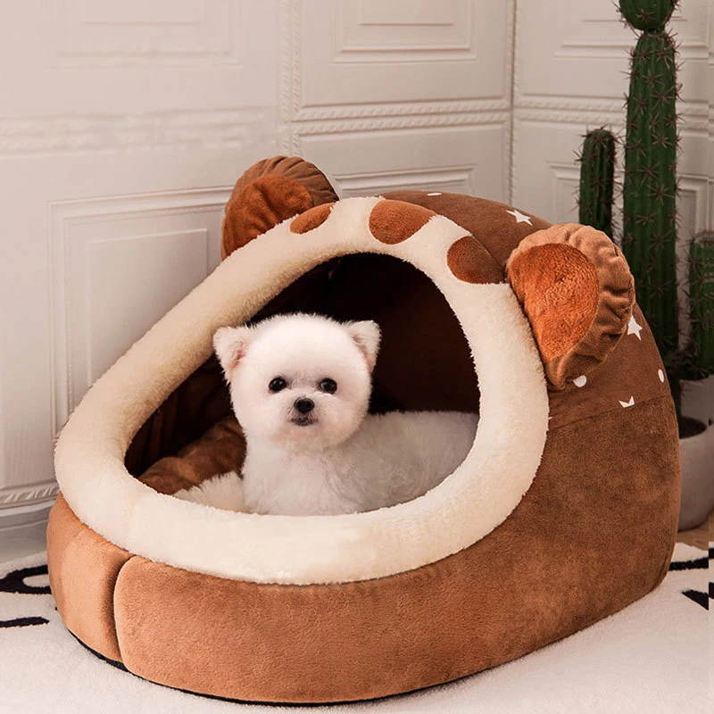 

YOKEE Dog Bed Four Seasons Puppy House Cozy Tent Cave Indoor Nest Kennel Hut for Small Medium Cat Soft Basket Deep Sleep