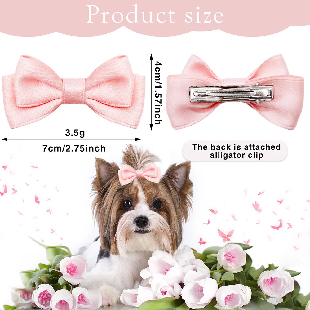2PCS Pet Hair Clips For Dogs Pet Dog Bows With Metal Clip Large Dog Bows Hair Accessories Dog Bowknots Pet Supplies 3