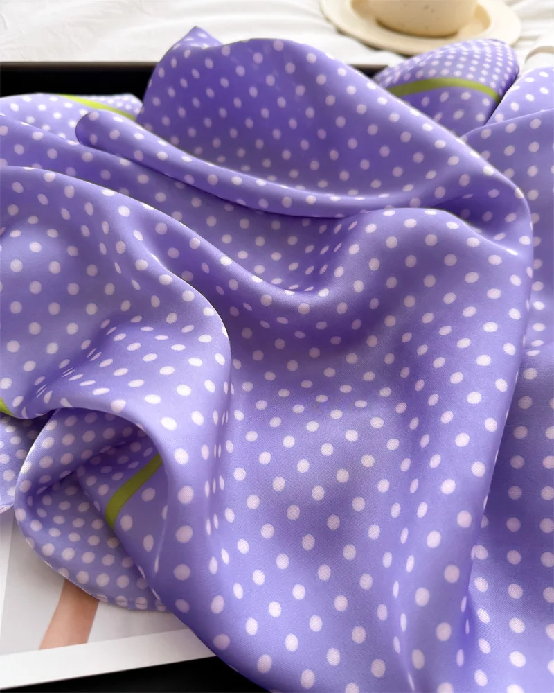 Neue Luxusmarke 2026 Gepunkteter Quadratischer Seidenschal für Damen Hijab Haarbänder 70cm Halstuch Weiblicher Satin-Schal Stirnband – Detail 10