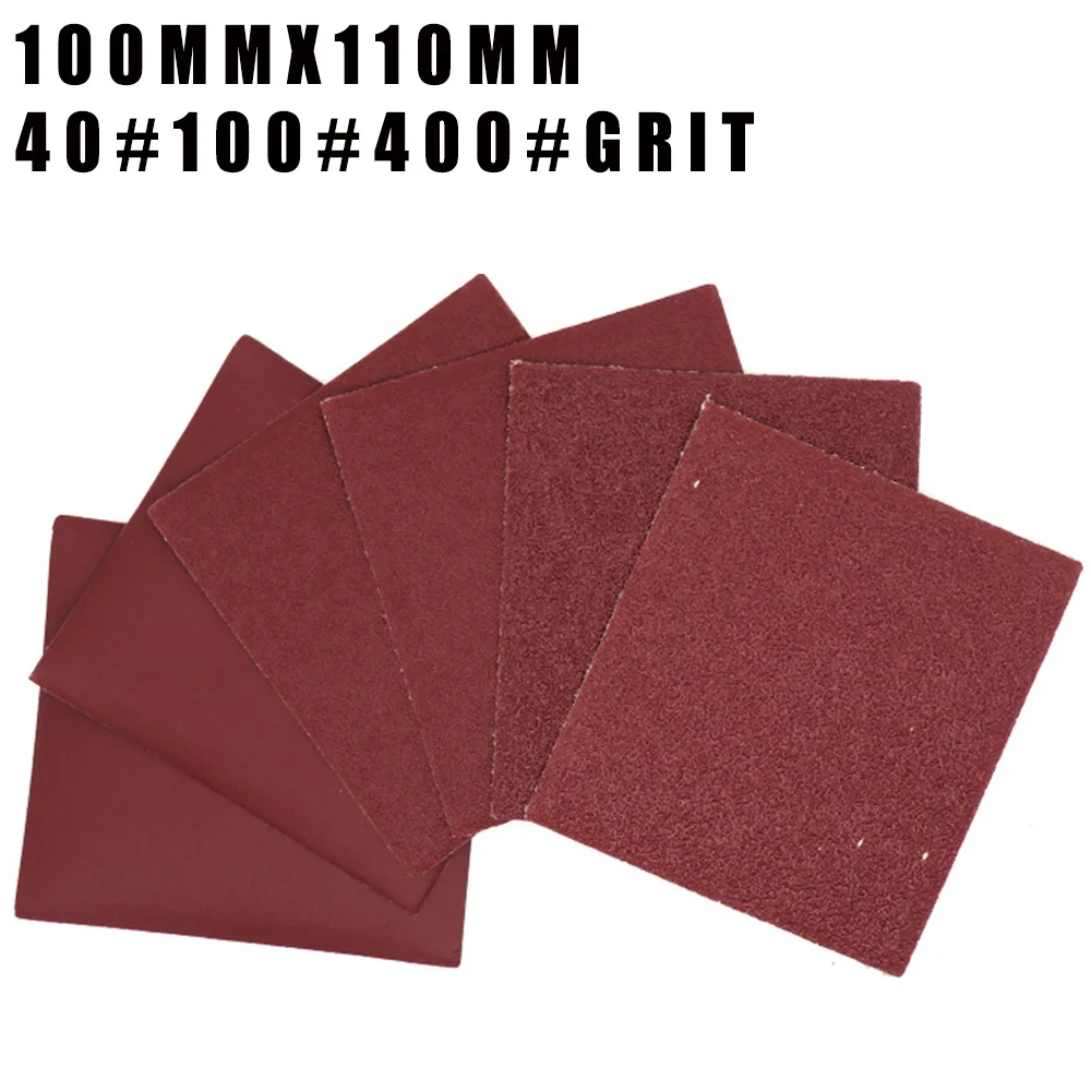 100*110mm Backing Velvet Red Sand Dry Abrasive Sandpaper Square Sand Automotive Metal Wood
