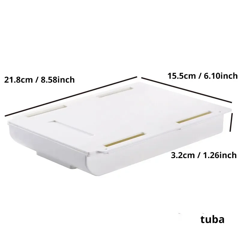 Self Adhesive Storage Box 1PCS White SelfAdhesive Storage Drawer Box Makeup Pencil Tray Desk Hidden Under Stand