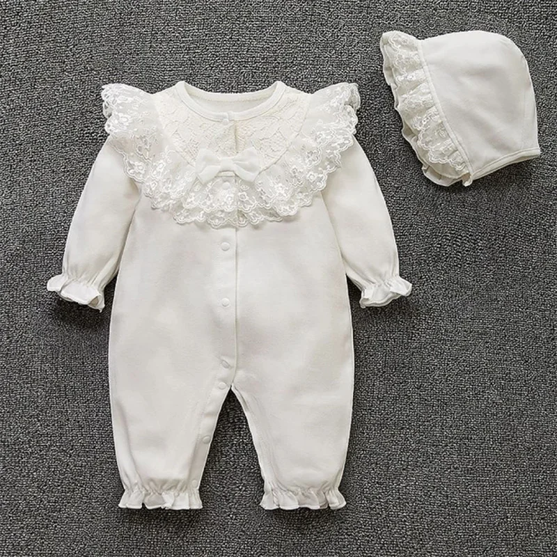 Newborn Baby Girl Clothes White Spring and Autumn One Piece Lace