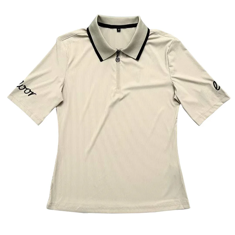 Summer Women's Golf Sports Shirt Solid Color Short sleeved T-shirt Outdoor Casual Quick Drying Lady Slim Fit Polo Shirt Top