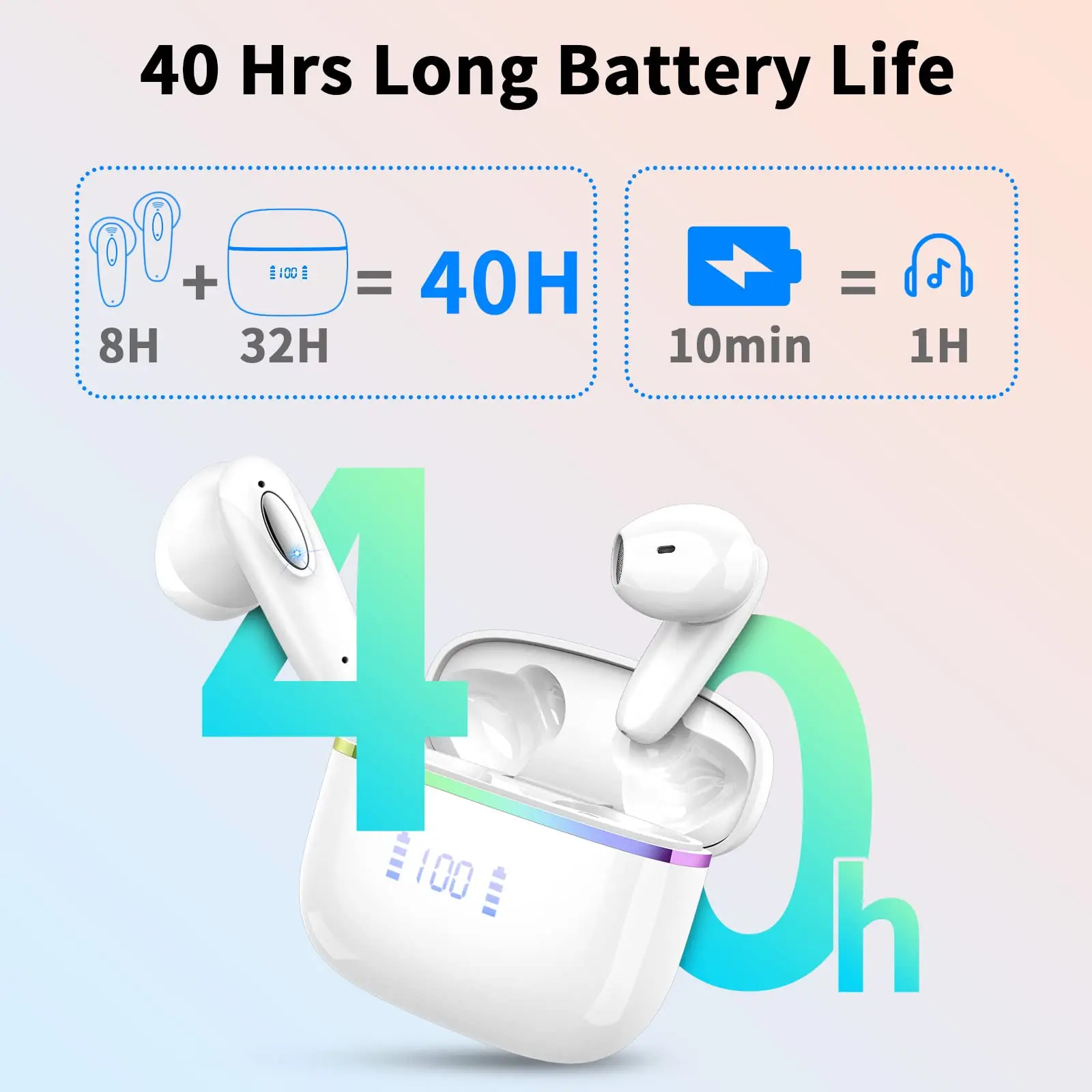 DRSAEC Bluetooth 5.3 Wireless Noise Cancelling Earbuds