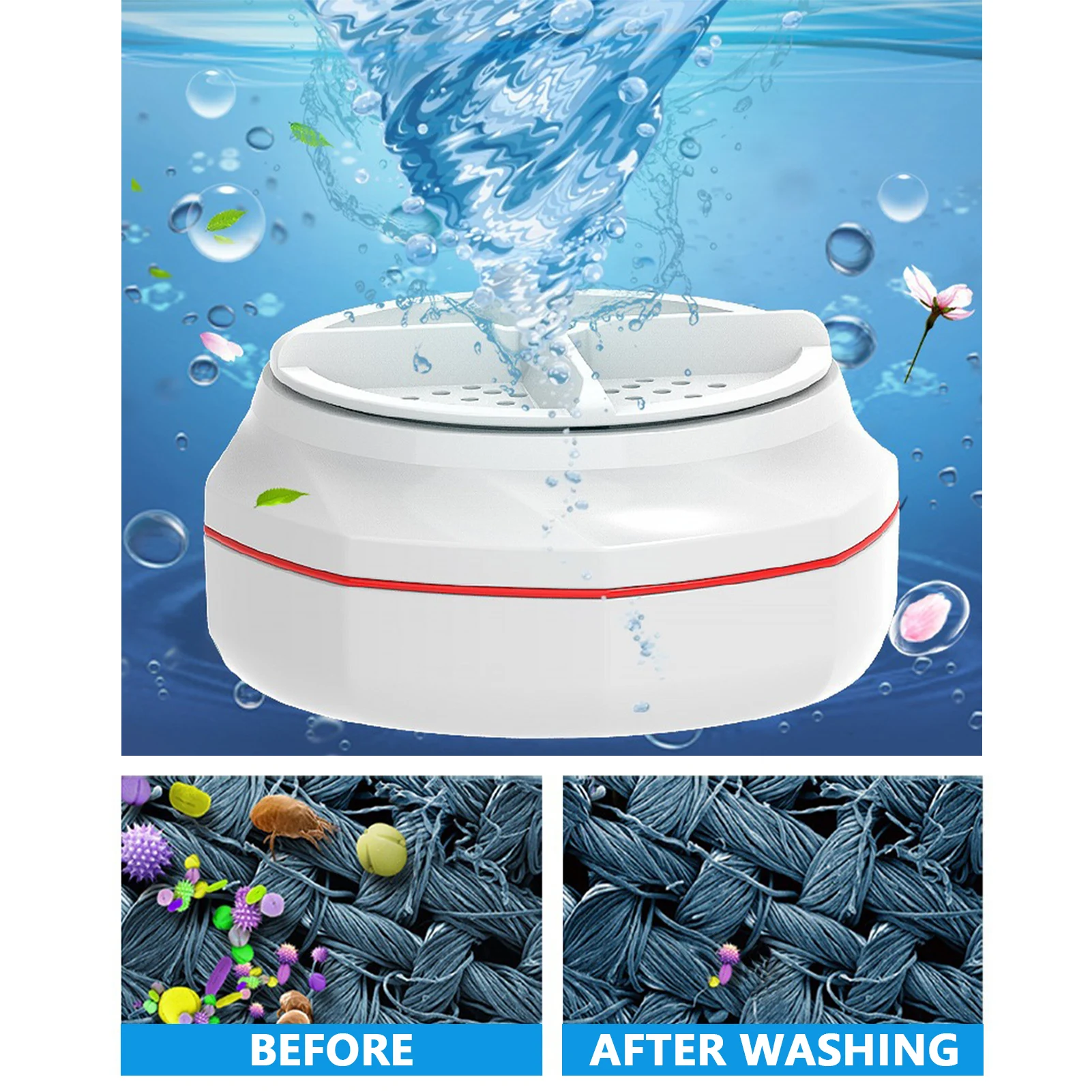 Portable Washing Machine Mini Ultrasonic Turbine Washing Machine Multifunctional Dishwashers Ultrasonic Waves Portable Washer