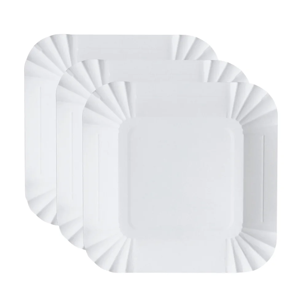 Party Tableware Disposable Food Trays 100pcs Disposable Paper Plates Square Storage Tableware Plate for Cake Dessert Fruits Snacks