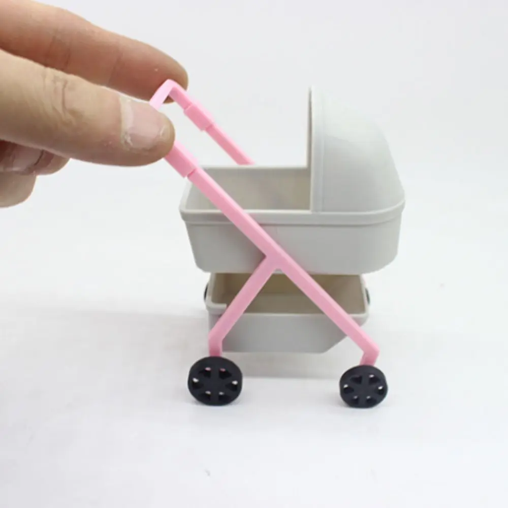 1:12 Dollhouse Baby Stroller Bedroom Scene Decor Miniature Baby Stroller Model Living Ornaments Simulation Baby Bassinet Cart