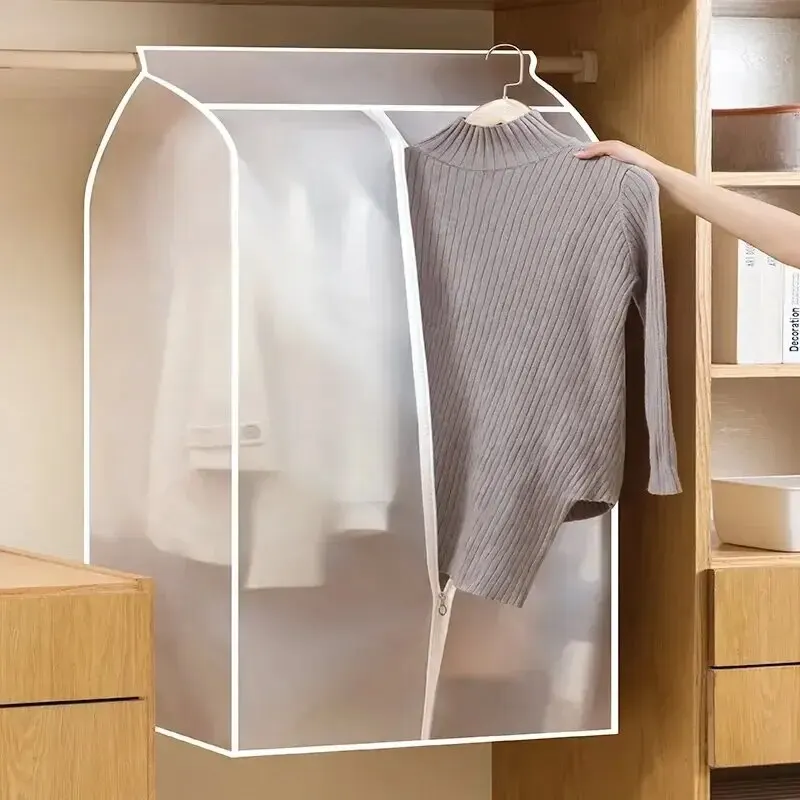 Clothes Dustproof Bag Hanging Storage Bag 1pc Garment Clothes Cover Protector Lightweight Closet Storage Bags Translucent Dustproof Waterproof Hanging Storage Bag