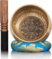 12cm Diameter Handmade Singing bowls with Leather Stick 4 Buddha Design Meditation Mindfulness Sound bowl 1