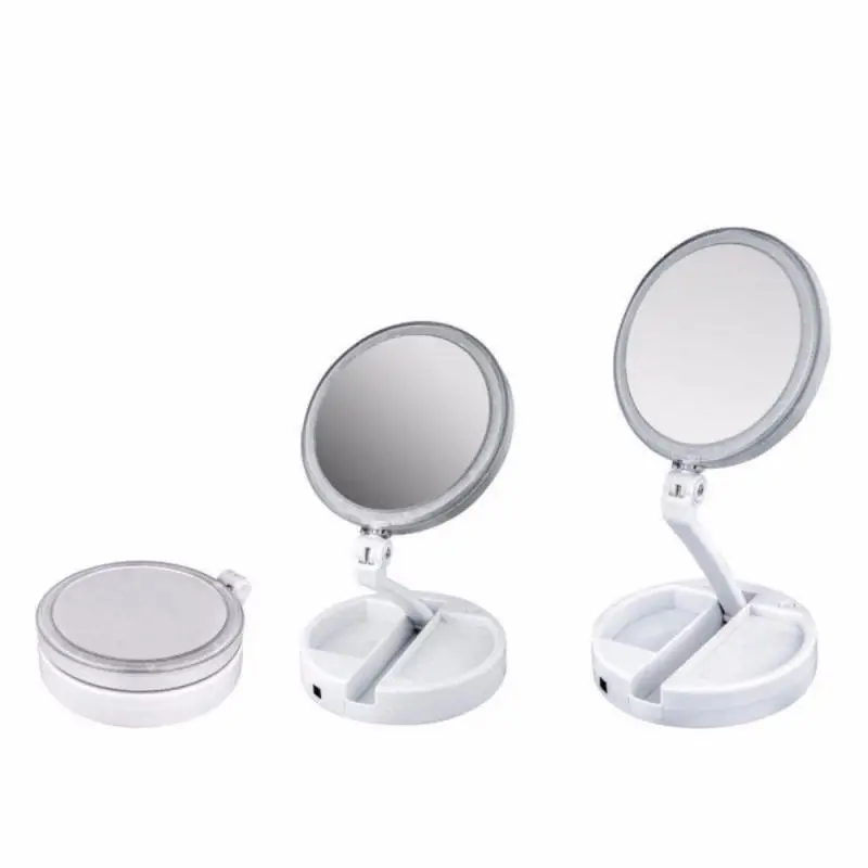 유연한 구스넥 메이크업 거울, LED 조명, 10X 확대 거울, 흡입 컵, 밝은 확산 조명, 360 도 회전