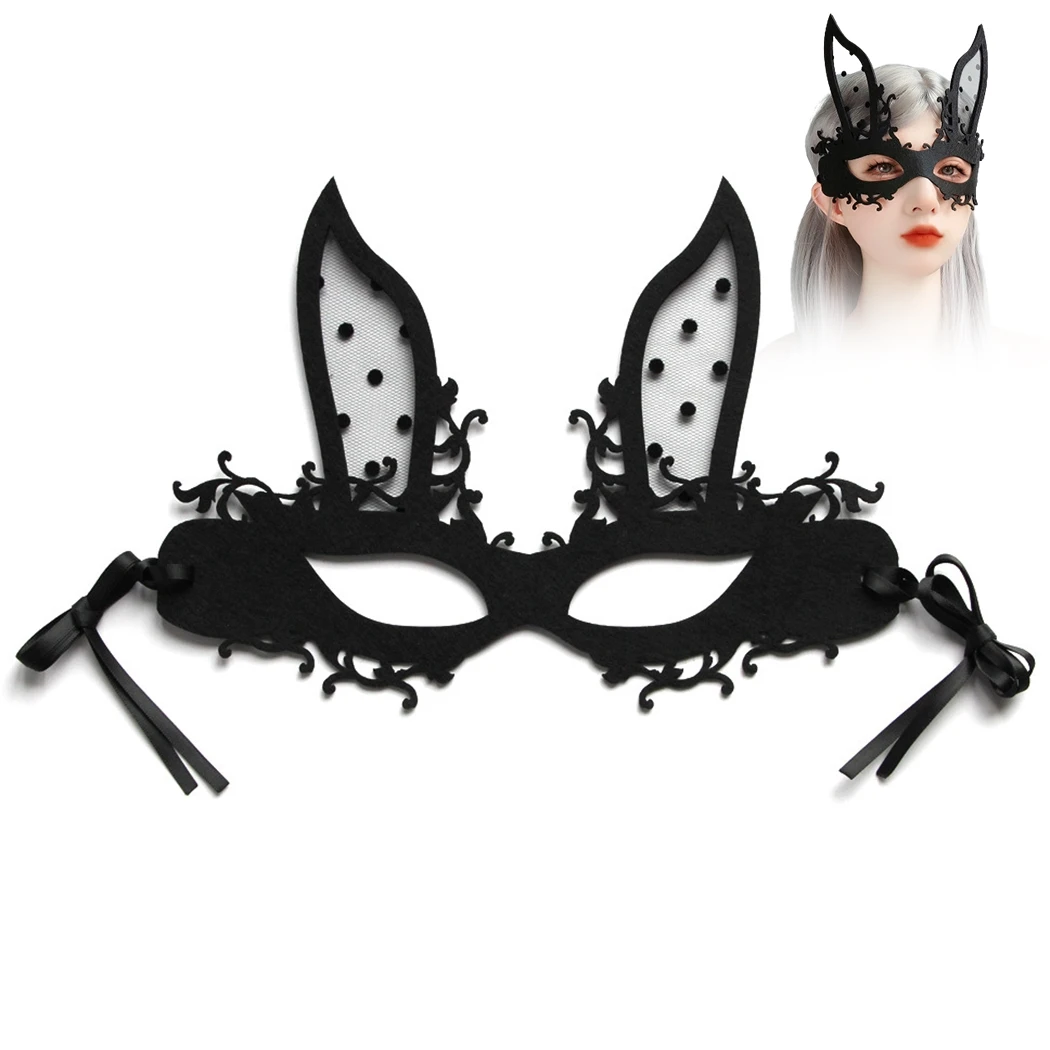 1pc Black Eye Mask Bunny Ears Gothic Masquerade Mask Mardi Gras Eye