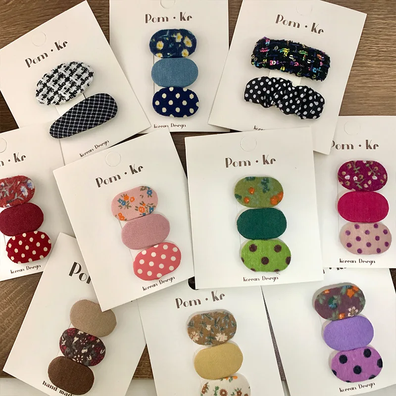 2/3pcs Kids Hari Clip Aesthetic Cute Sweet Floral Knit Plush Children Barrettes Headwear Hair Accessories