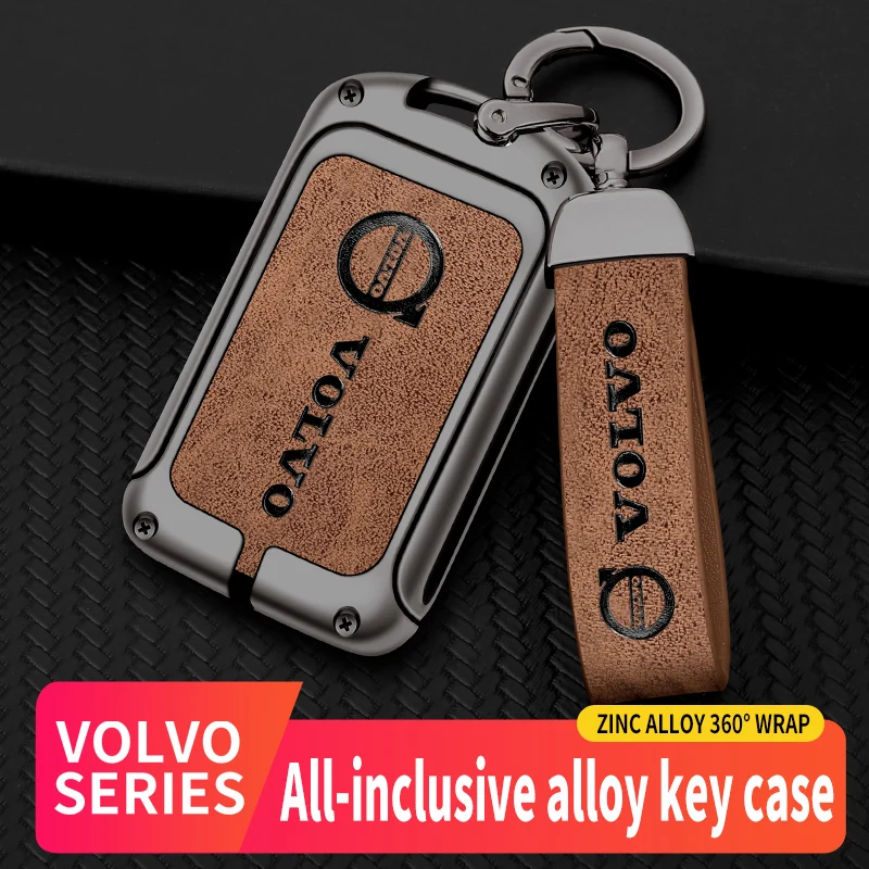Zinc Alloy Leather Car Remote Key Case Cover Shell key case cover key case car key shell for Volvo S60 S90 XC40 XC60 XC90 V60 V90 C40 T5 T6 T8 Polestar 1 2