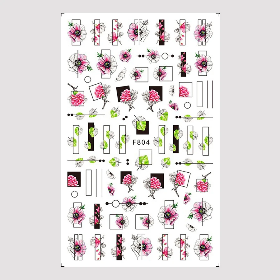 1 Blatt 3D-Nagelaufkleber, Frühlings- und Sommerblumen-Blatt-Design, selbstklebende Aufkleber, Maniküre-DIY-Nageldekorationen – Detail 9