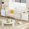 White Nightstand with 3 Drawers, White Bedside Table Night Stand for Bedroom with Cut-Out Handle, Sofa Side Table 3 Drawer 4