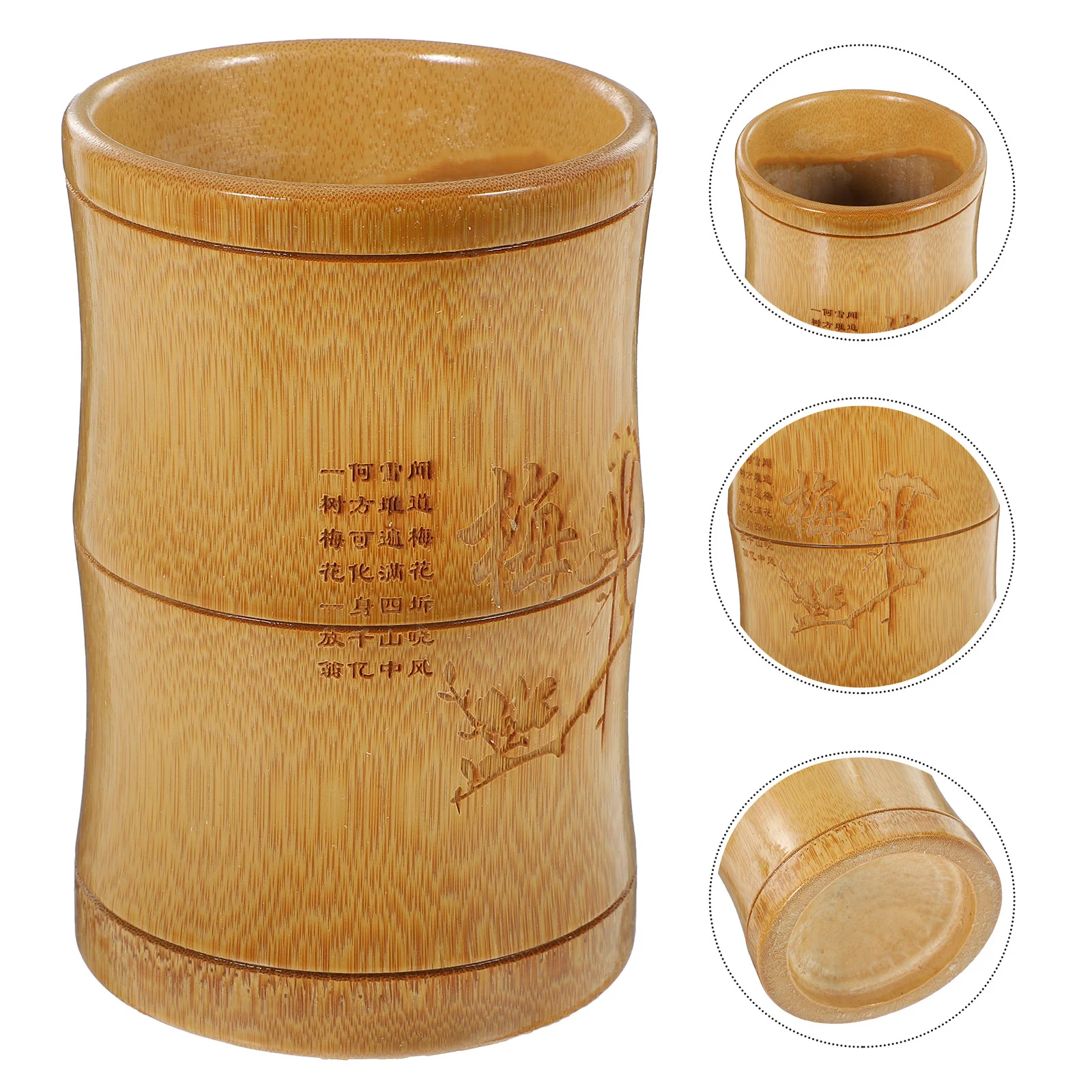 

Bamboo Chopstick Holder Pen Pot Desktop Organizer Brush Cosmetics Storage Pencils Office Container Tools
