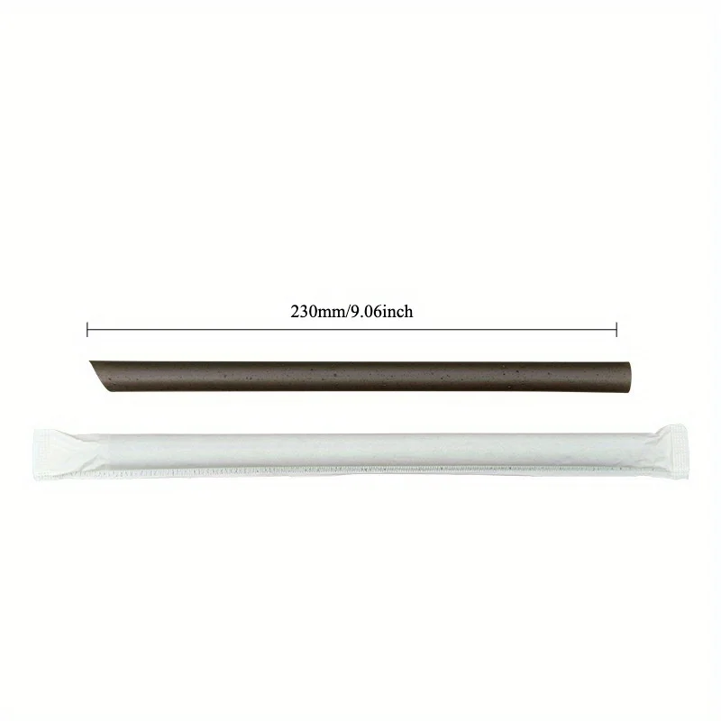 Eco-Friendly Coffee Grounds Straws, Individually Wrapped, PLA Biodegradable, 100-pack Heat Resistant, for Hot Drinks Tea