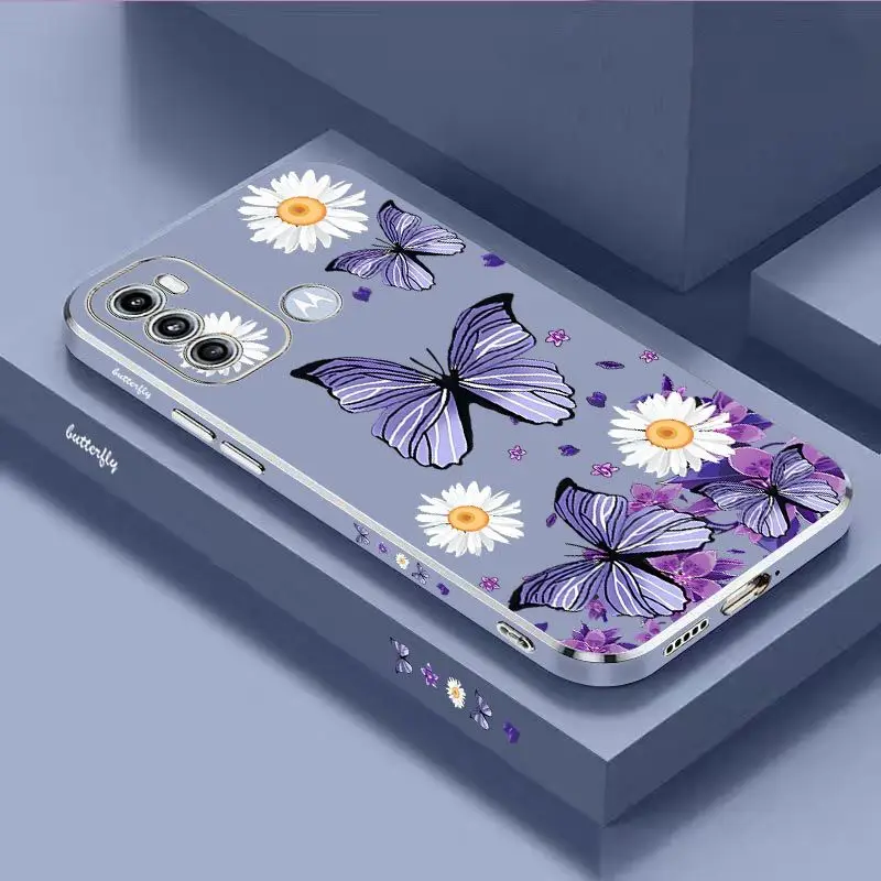 Purple Butterflies Luxury Plating Phone Case Cover