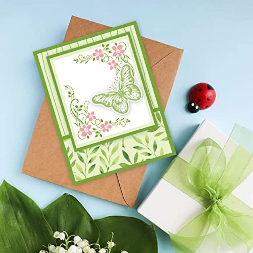 Butterfly Border Flower Lace Clear Silicone Stamps for Crafting and Scrapbooking