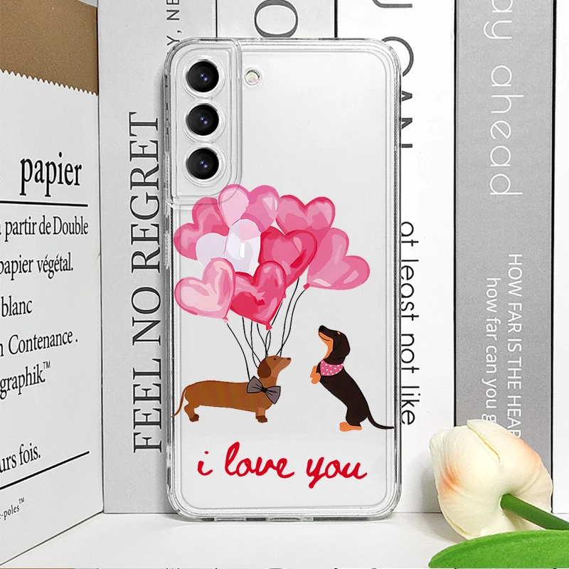 Charming Dachshund Dog Clear Soft Phone Case - Cute Animal Cartoon Design