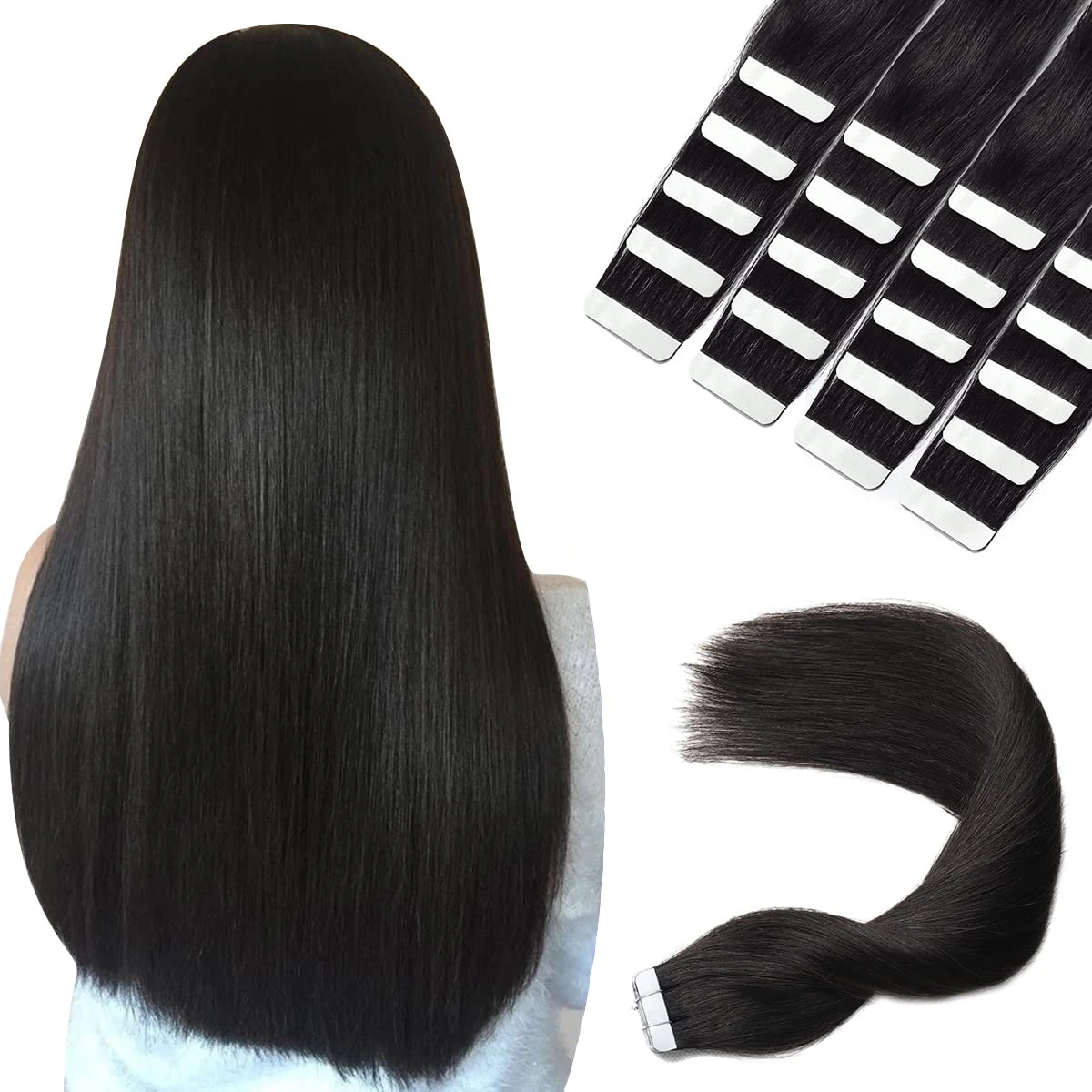 StraightTapeInHairExtensionsSkinWeftTapeinHairExtensions