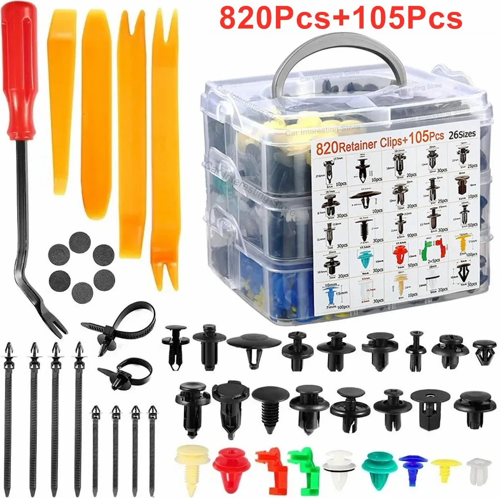 Car Clips Kit 925pcs -100pcs Bumper Rivets Fasteners Auto Push Type Pin Retainer Trim Kit Bumper Door Trim Panel Clips Repair plastic auto clips auto clips