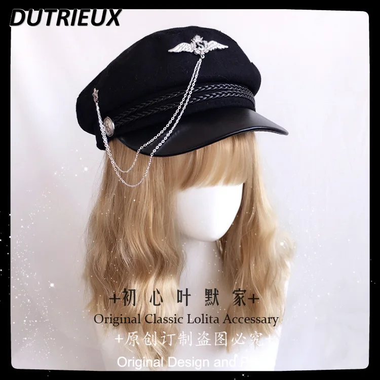Japanese Tassel Military Cap Halloween Handmade Lolita Hat Women