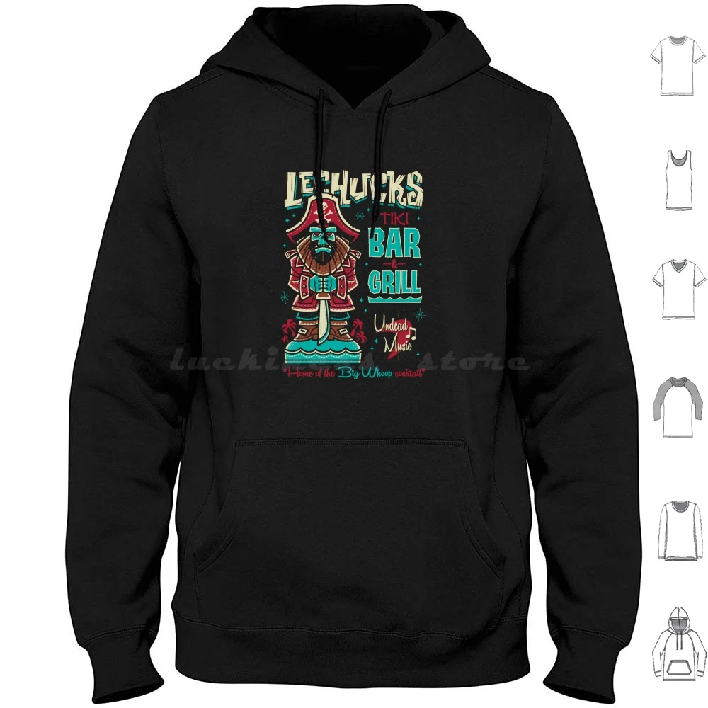Lechugks Tiki Bar-Monkey Island-Retro Videogioco Ghost Pirate Felpa Con Cappuccio In Cotone Manica Lunga Monkey Island Lechuck Tiki Bar