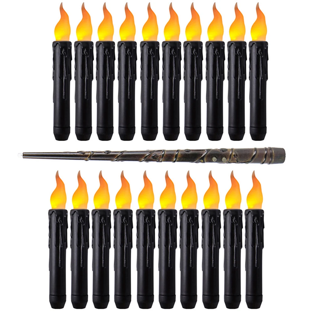 Black Short Primitive led Taper Candles Emitting Color:12Pcs 2