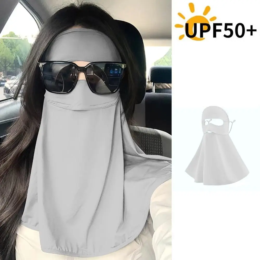 Summer Breathable Mask for Woman Anti-UV UPF50+ Sun Protective Scarf Ice Silk Mask for Cycling Sunscreen Shawl