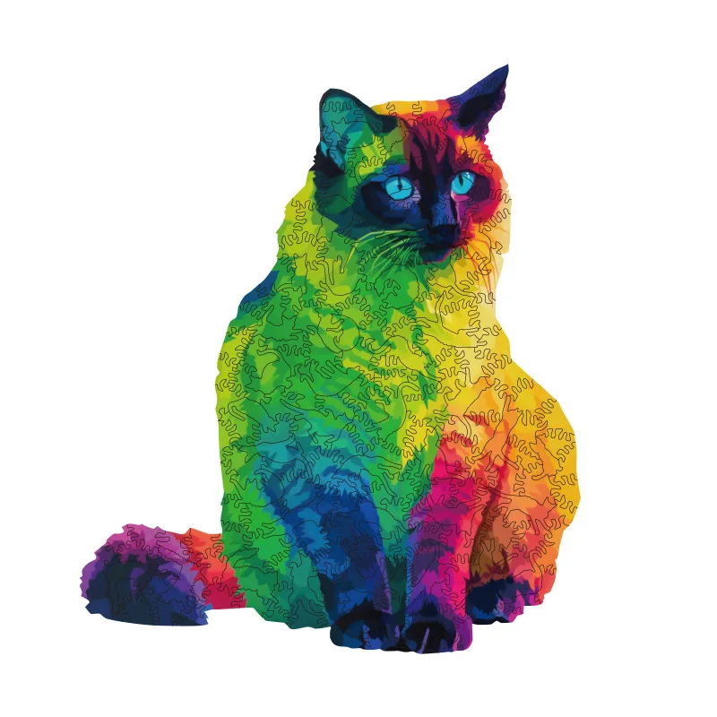 Alien rainbow cat cat puzzle wooden adult alien irregular puzzle ten level difficult brain burning toy