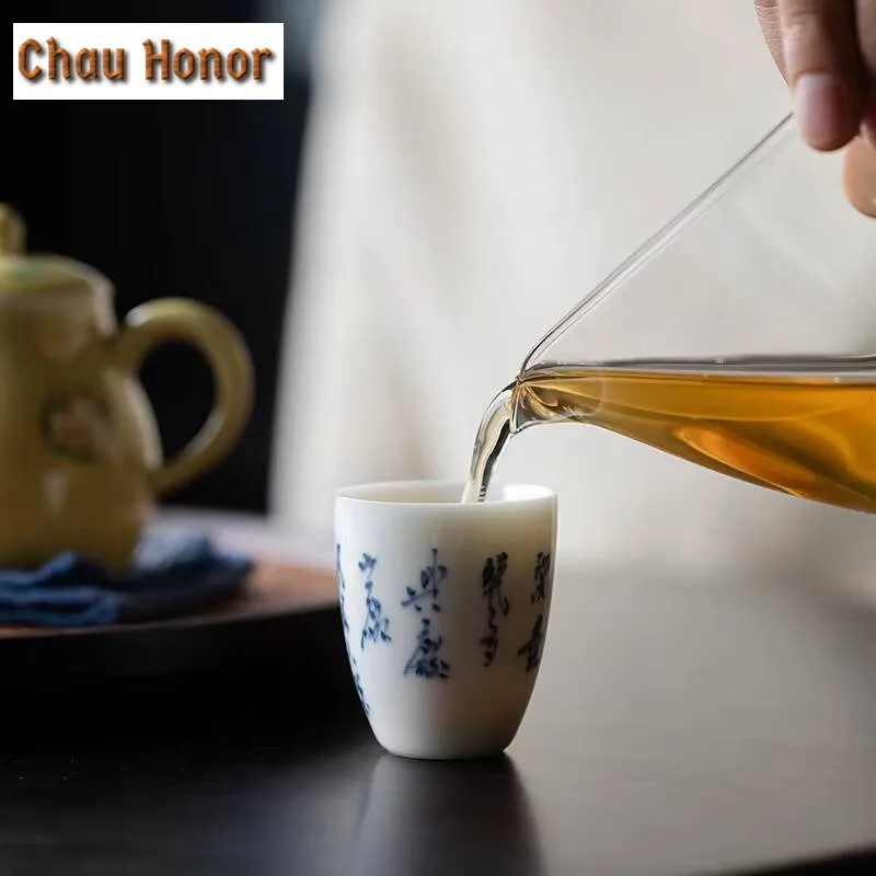 2pcs /Set Handwritten Master Cup Tea Cup Ceramic Personal Tea Cup Kung Fu Tea Set Smelling Cup Tea Ceremony Drinkware Gift 40ml