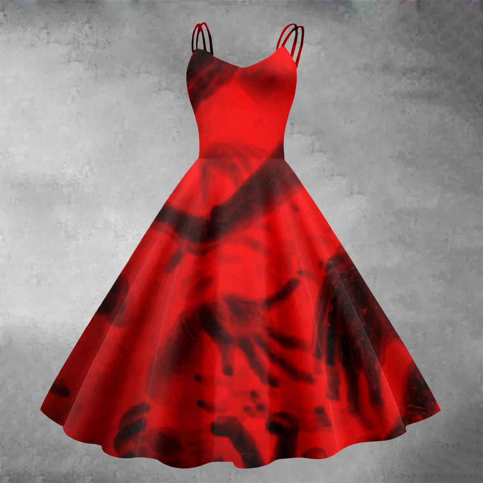

Fashionable Retro Halloween Funny Printed Dress Spaghetti Strap Casual Long Maxi Dresses Summer Slim Fit Dress for Women