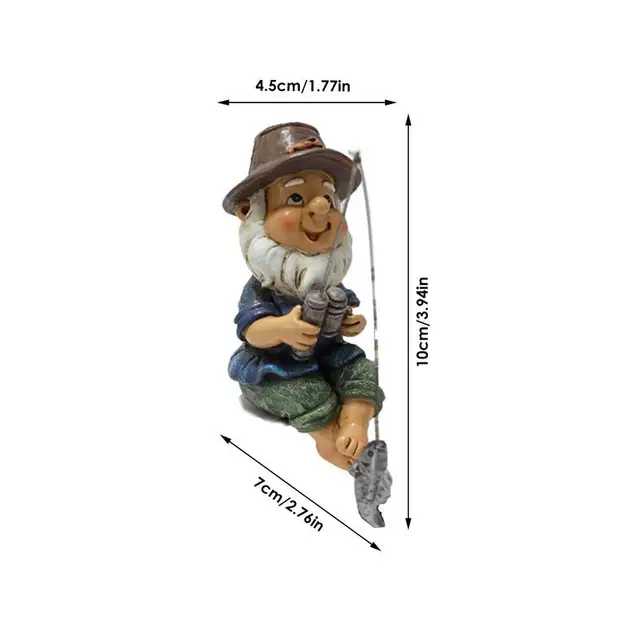 Gnome Halászszobor Kültéri Kerti Törpék Figura Vicces Gyep Gnóm Szobrok Gyanta Szobor Dekoráció - Image 6