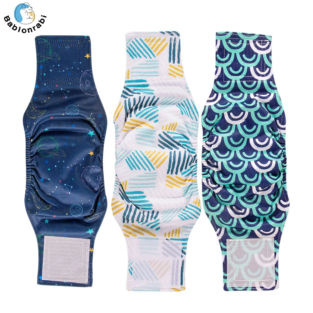 1pc Male Dog Diaper Waterproof Washable Cloth Nappies Anti-Side Leak Reusable Pet Doggy Underwear Pants for Male Dog Leash