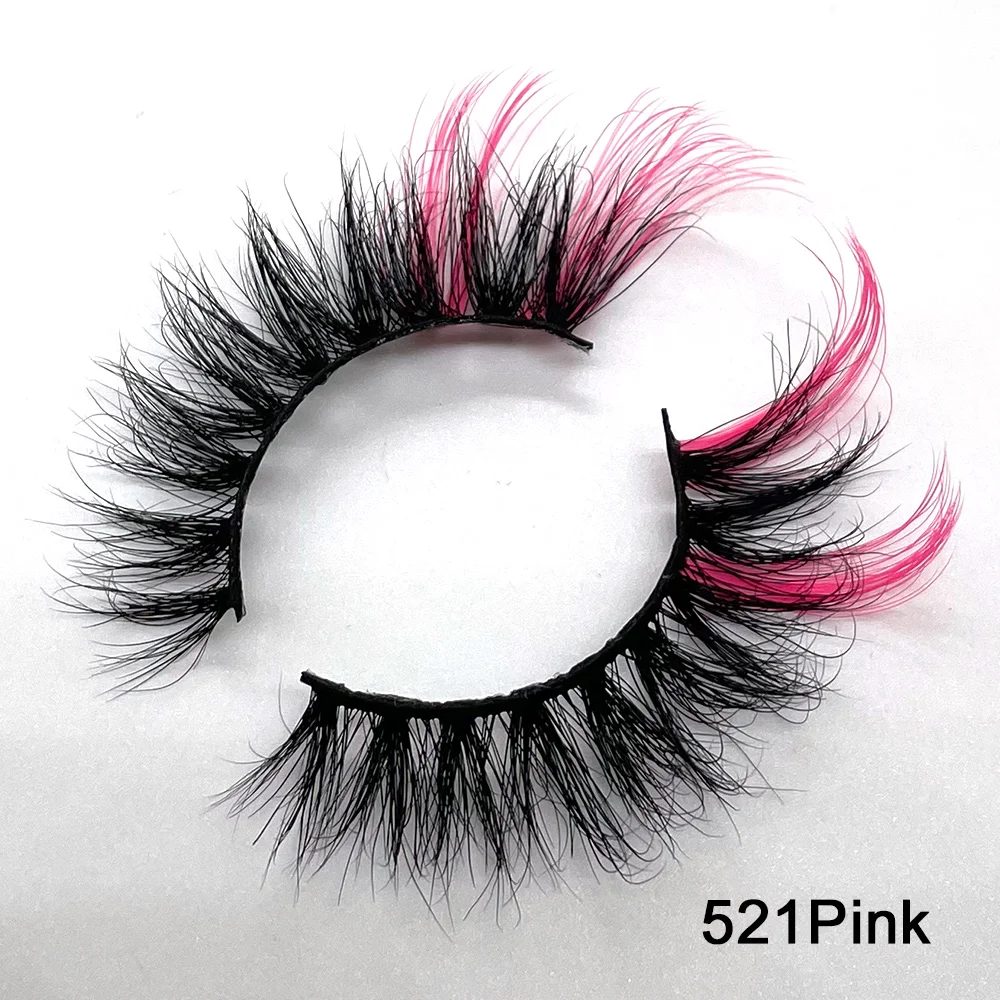 Newest Two-color D curl False Eyelashes Red Pink Mix Dramatic 3D Mink Colored Eye Lashes For Dolls Ombre Rainbow Color Clis